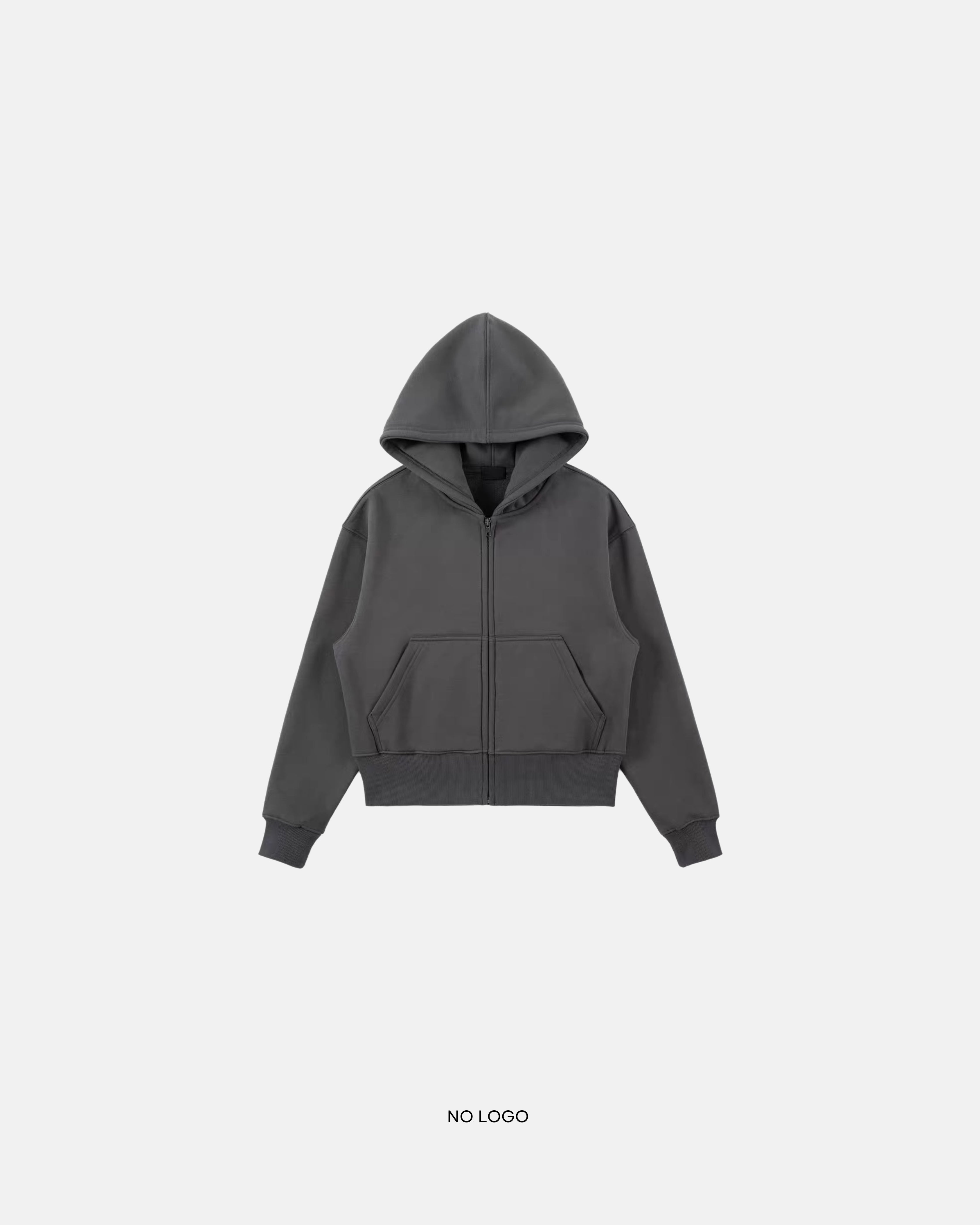 No logo zip-up hoodie