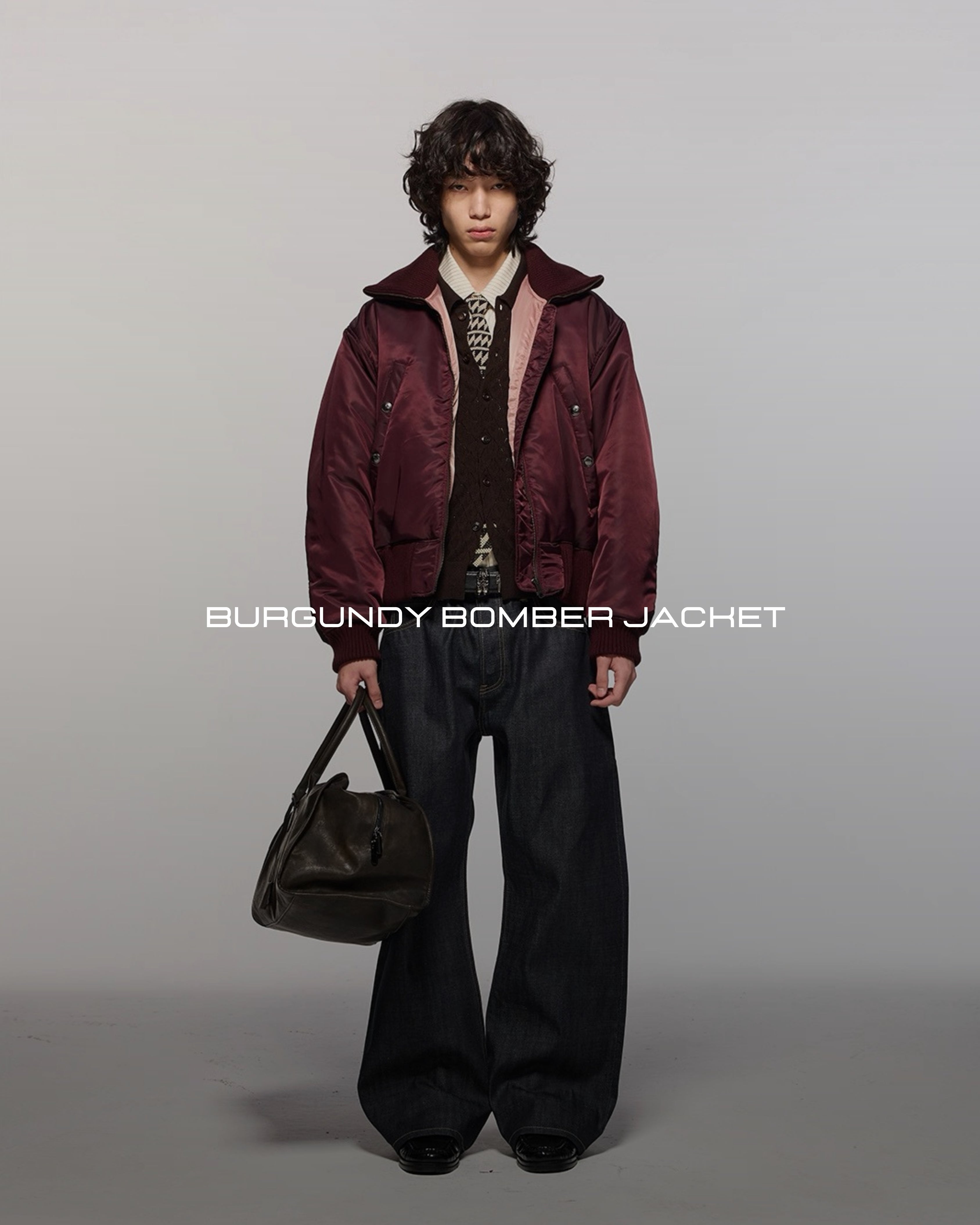 burgundy bomber jacket