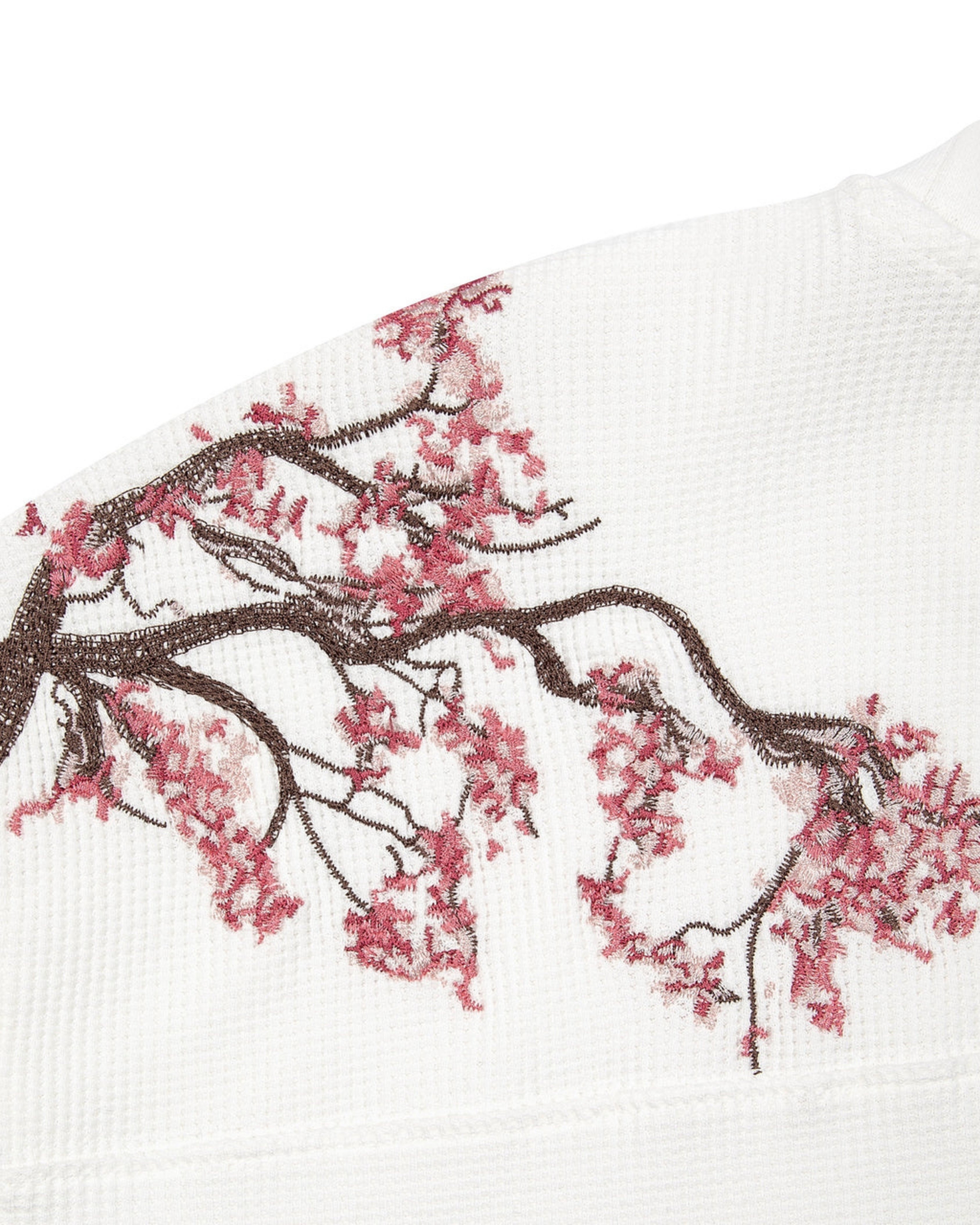 Blossom Embroidered Waffle Knit Long Sleeve T Shirt