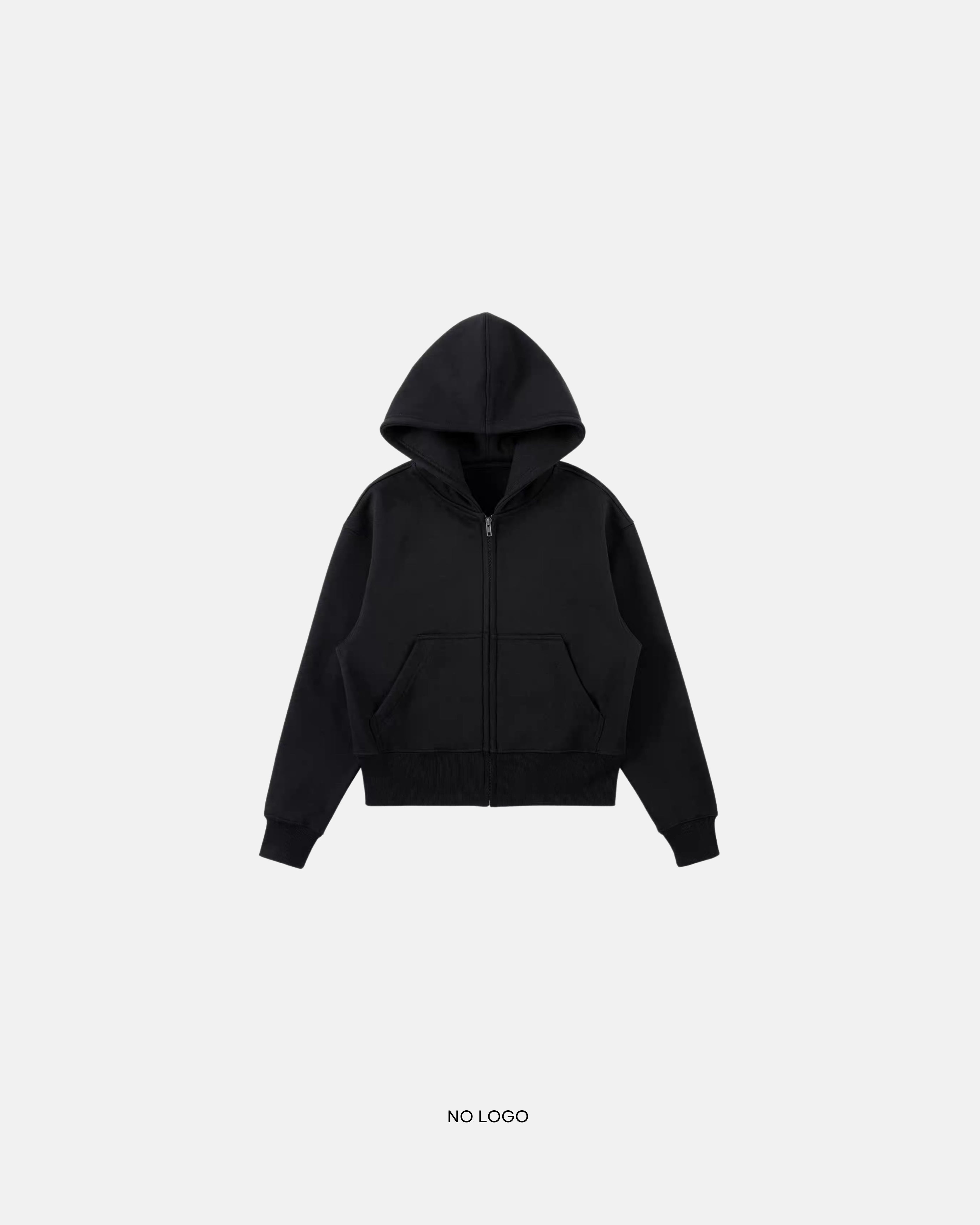 No logo zip-up hoodie