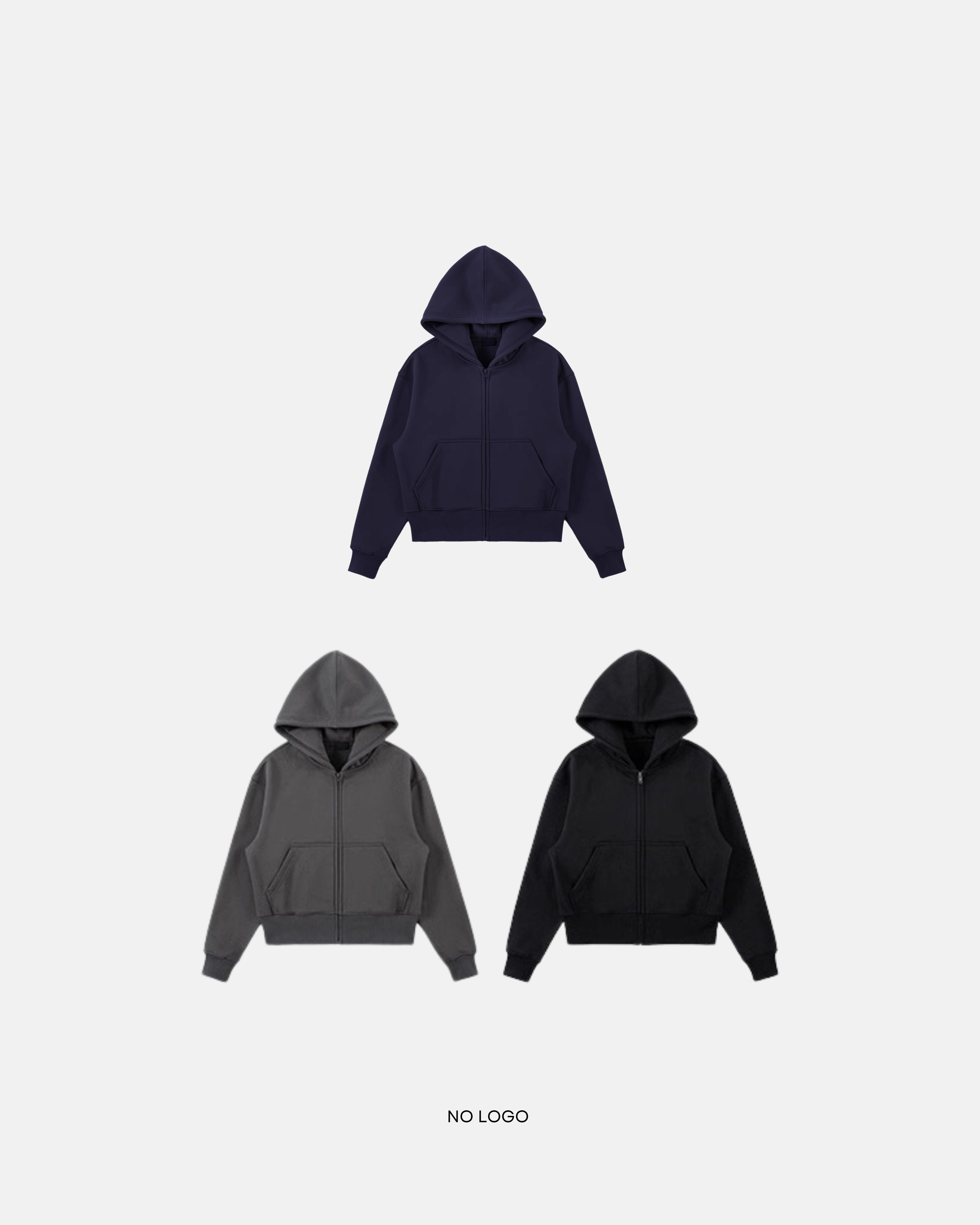 No logo zip-up hoodie
