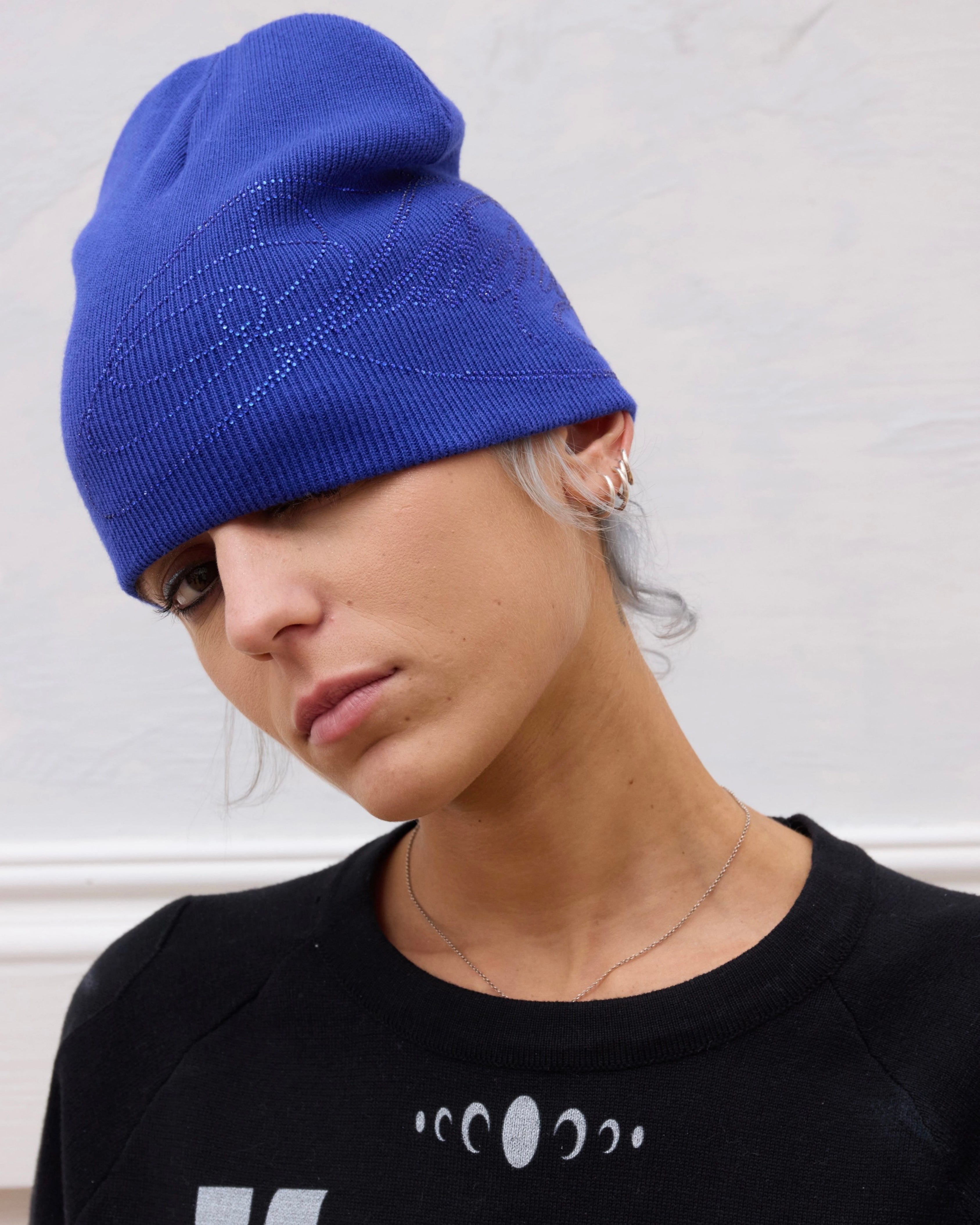 Rhinestone Logo Knit Beanie
