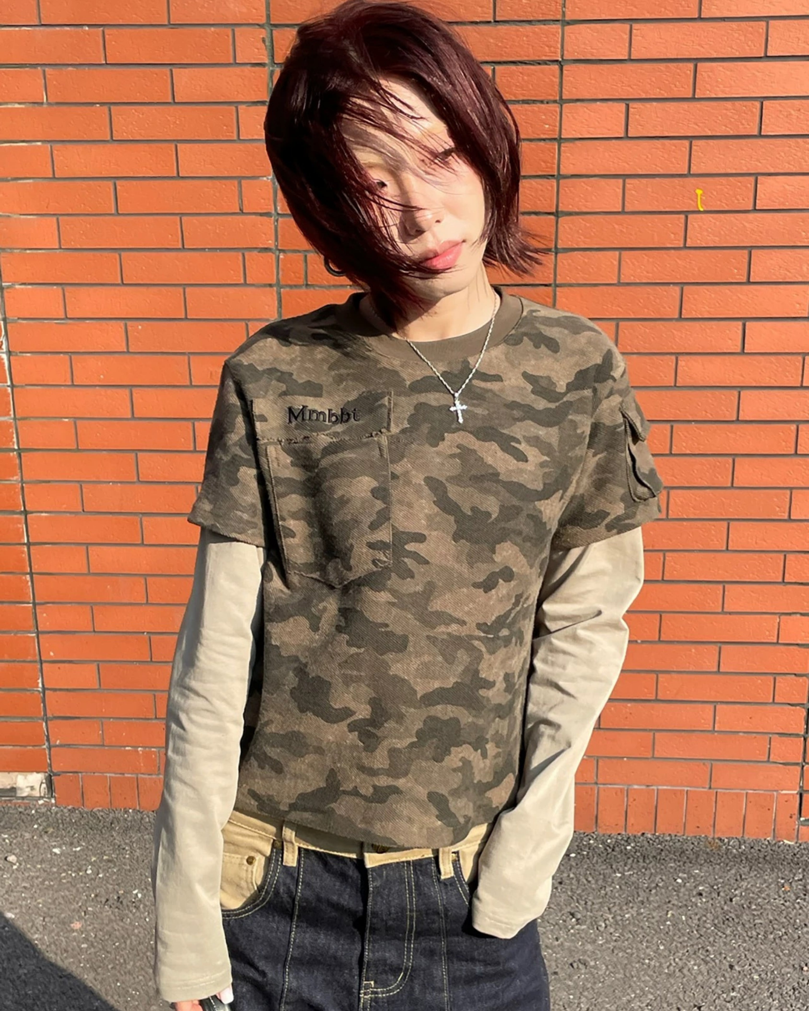 Double layer striped tee