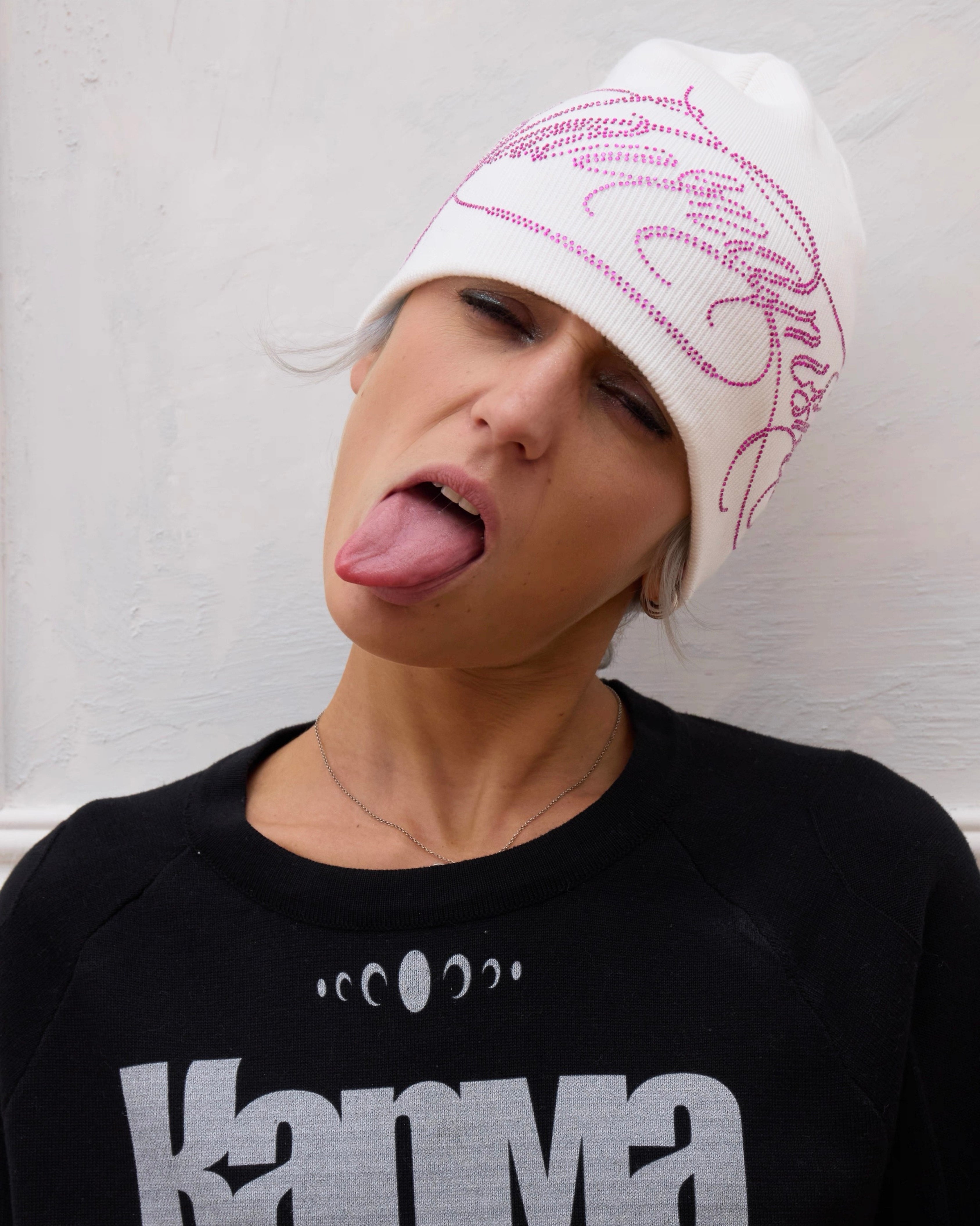 Rhinestone Logo Knit Beanie