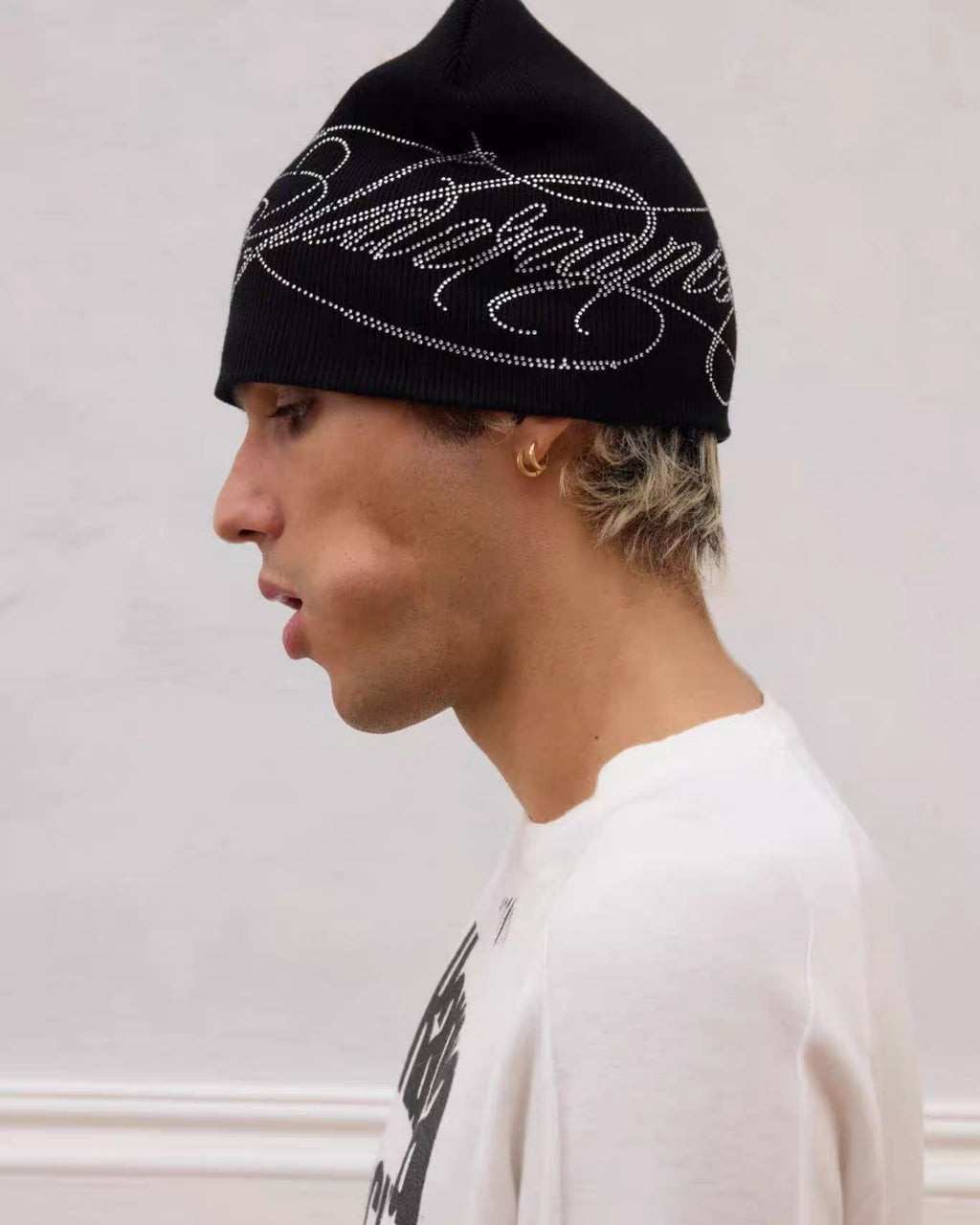 Rhinestone Logo Knit Beanie