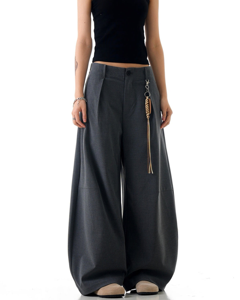 Retro drape barrel suit pants