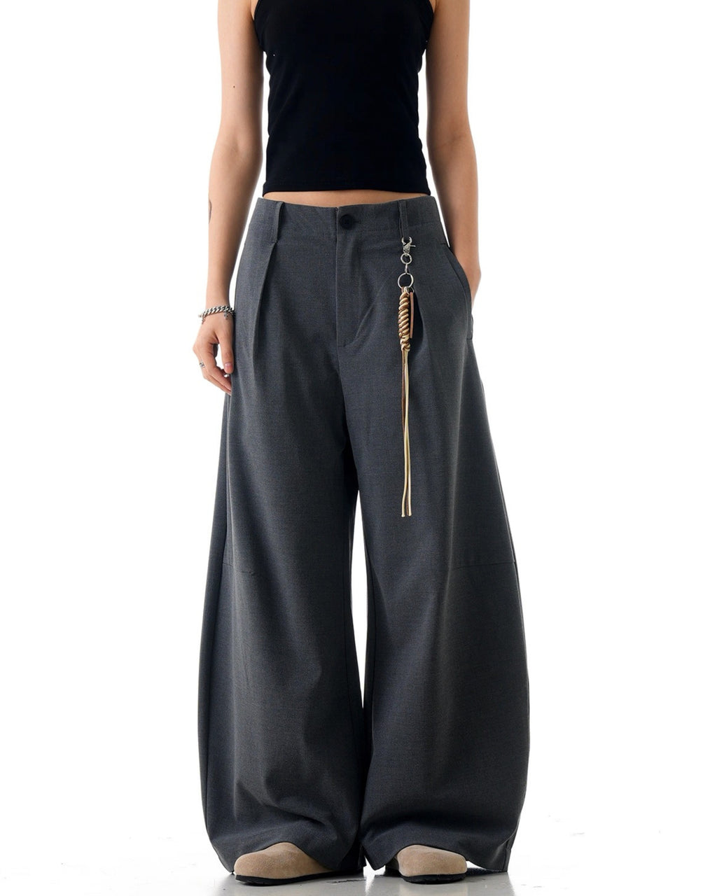 Retro drape barrel suit pants