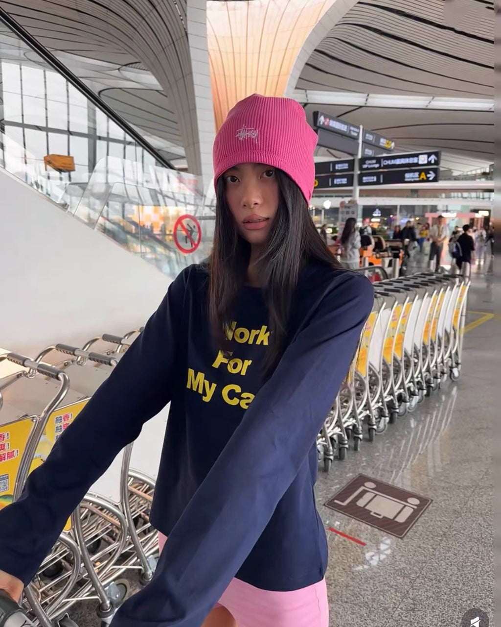 Stüssy Pink Waffle Skullcap Beanie